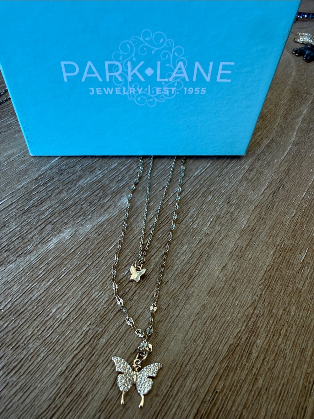Park Lane Gold Layered Butterfly Necklace - Gold